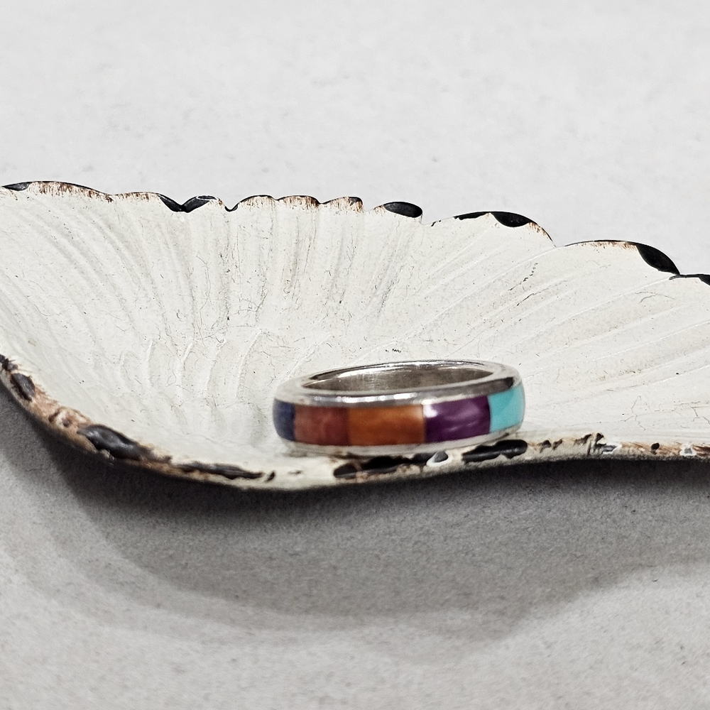Gemstone 925 Band Ring Vintage PRICE FIRM - Picture 3 of 13
